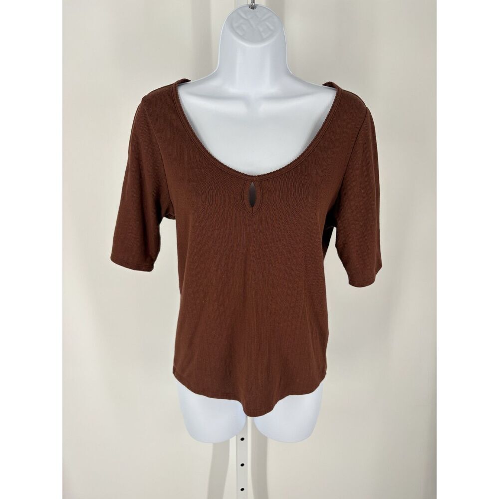 Everlane Brown Ribbed Scoop Neck Top